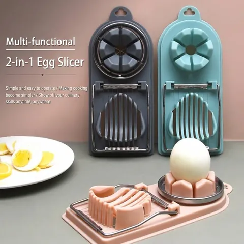Japanese Multi-Functional 2-in-1 Egg Slicer Stainless Steel Wire Cutter For Hard Boiled Eggs Slicing Wedging Nordic Style Kitchen Tool