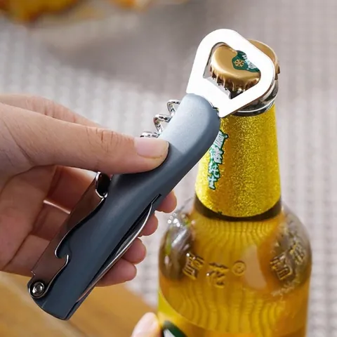 Multifunctional Stainless Steel Waiter Corkscrew Foil Cutter Beer Bottle Opener Ergonomic Matte Handle Professional Wine Tool