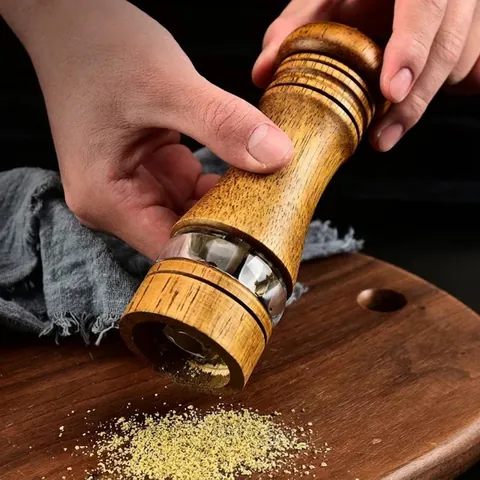 Oak Wood Manual Pepper Grinder Mill With Ceramic Core Acrylic Visible Window Adjustable Coarseness Sea Salt Spice Shaker For Kitchen