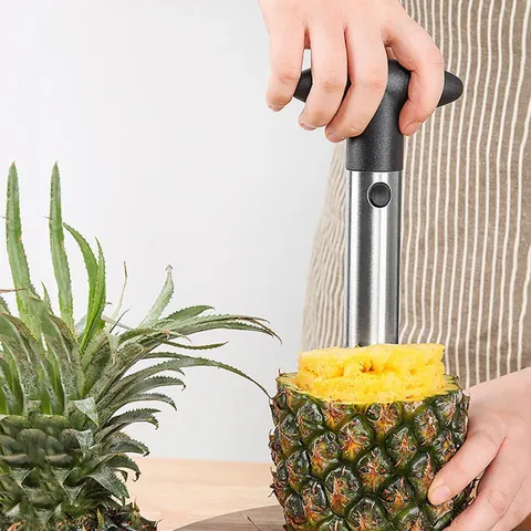 Stainless Steel Pineapple Corer Slicer Tool Manual Fruit Peeler Core Remover With Ergonomic T-Handle Home Kitchen Accessories