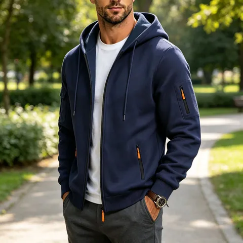 Heren Techwear Hoodie Jas Cargo Multi Zak Contrast Rits Hooded Sweatshirt Herfst Winter Polyester Casual Jas Top