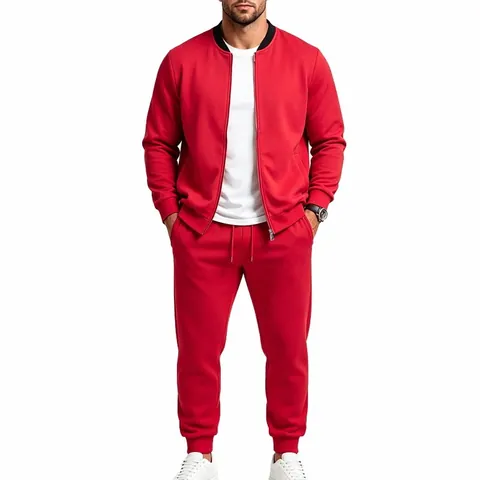 Chándal Casual para Hombre Conjunto Deportivo de Dos Piezas Chaqueta con Cremallera y Cuello de Béisbol y Pantalones Jogger