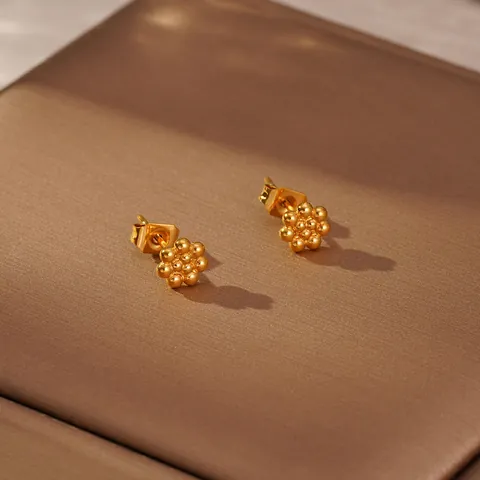 Fashion Stainless Steel Flower Stud Earrings For Women Gold Plated Rose Daisy North Star Minimalist Tiny Jewelry Earrings