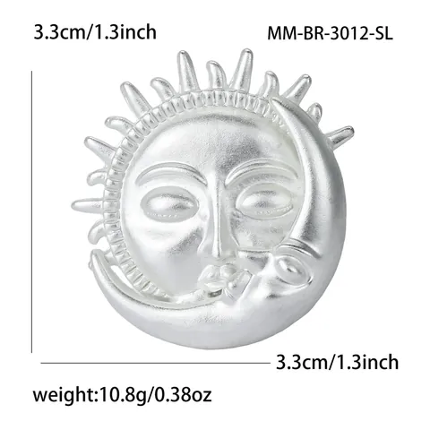 Vintage Sonne und Mond Gesicht Brosche Für Damen Himmlische Sonnengott Mondgott Matte Legierung Brosche Pin Mystischer Schmuck Dekor