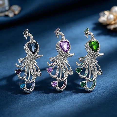 Exquisite Pfau Brosche für Damen Legierung Strass Tier Reversnadel für Anzug Schal Zubehör Elegantes Schmuck Geschenk