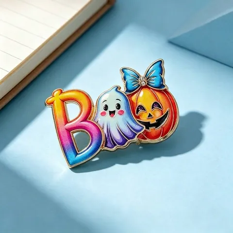 Halloween Enamel Alloy Ghost Pumpkin Letter BOO Brooch With Rhinestone Cute Party Costume Clothing Accessories Jewelry Gift