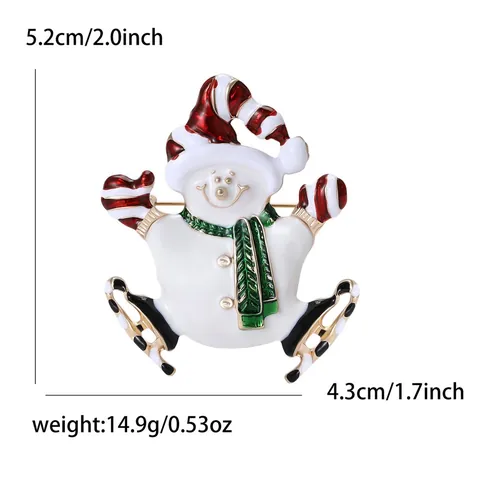 Weihnachten Skaten Schneemann Emaille Brosche Für Damen Legierung Winter Urlaub Dekorative Anstecknadel Festliches Geschenk Schmuck