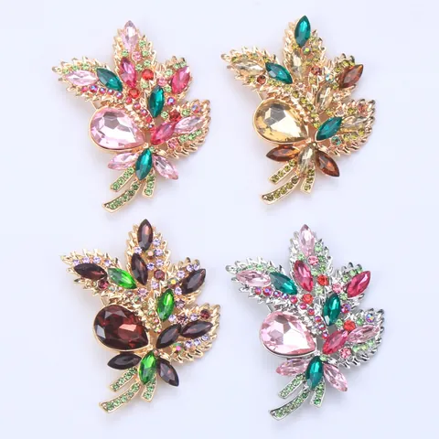 Elegant Alloy Rhinestone Bouquet Brooch For Women Vintage Flower Leaf Design Corsage Suit Shawl Jewelry Accessory Gift