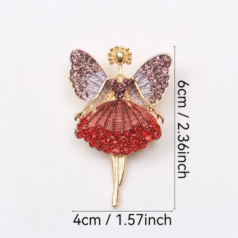Elegant Ballet Girl Angel Brooch For Women Alloy Rhinestone Crystal Lapel Pin Fashion Jewelry Sweater Accessories Gift