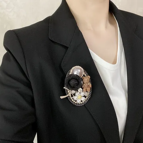 Spilla Orso Perla Artificiale Vintage Barocca in Lega Strass Camelia Fiocco Nodo Fiore Spilla per Donna Gioielli per Cappotto