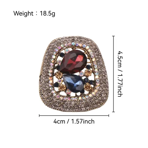Vintage Europese Strass Broche Pin Voor Vrouwen Luxe Rood Blauw Peer Edelsteen Broche Mode Sieraden Accessoires Cadeau