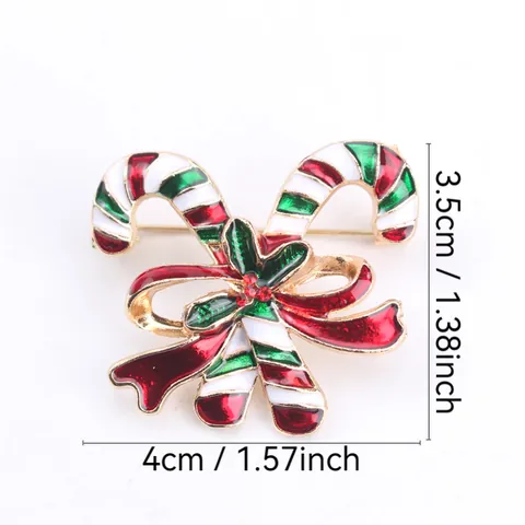 Prachtige Strass Strik Zuurstok Kerst Brosche Emaille Legering Corsage Kleding Speld Feestdagen Sieraden Accessoire Voor Dames