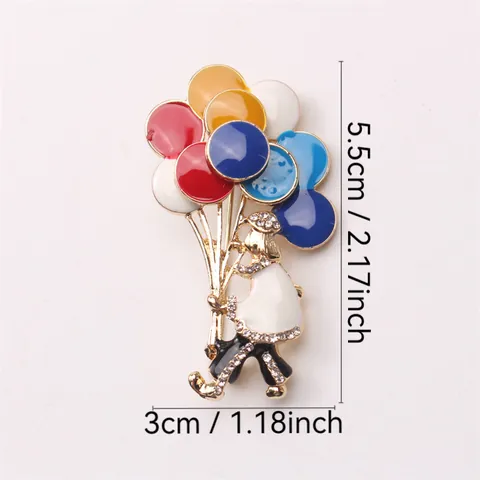 Vintage Circus Clown Brooch with Colorful Enamel Balloons and Rhinestone Accents Fashion Alloy Lapel Pin for Women Suit Coat Jewelry Gift