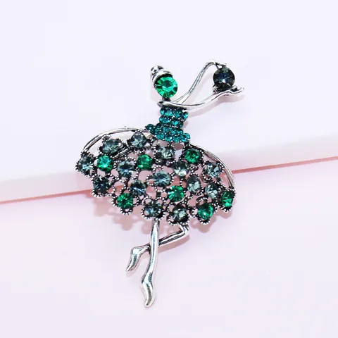 Cartoon Ballet Dancing Girl Brooch Inlaid Rhinestone Alloy Pin Small Niche Fashion Clothing Jewelry For Women Decor Gift