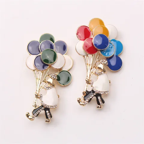 Vintage Circus Clown Brooch with Colorful Enamel Balloons and Rhinestone Accents Fashion Alloy Lapel Pin for Women Suit Coat Jewelry Gift