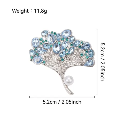 Light Luxury Ginkgo Leaf Brooch Pin For Women Alloy Artificial Pearl Rhinestone Inlaid Fashion Suit Clothing Accessories