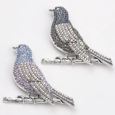 Vintage Alloy Rhinestone Robin Bird Brooch Pin For Women Heavy Industry Full Drill Bird Animal Lapel Pin For Coat Jacket Accessories