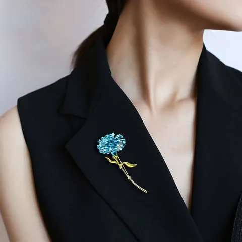 Elegant Carnation Flower Brooch For Women Alloy Enamel Plant Breastpin Suit Pin Fashion Botanical Brooch Accessory For Gift