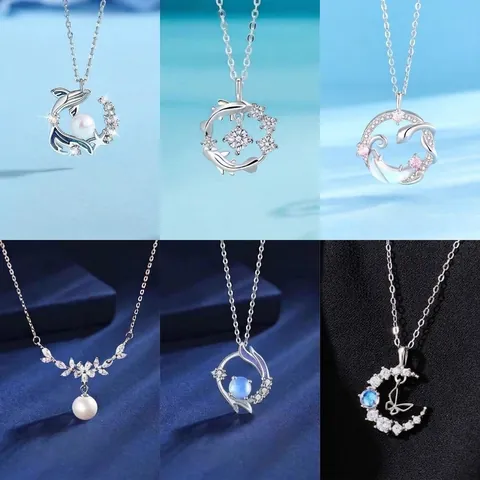 Walvisval Kunstparel Hanger Ketting Niche Ontwerp Strass Sleutelbeen Ketting Verzilverd Sieraden Voor Vrouwen Verjaardagscadeau