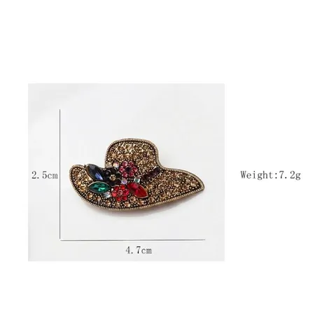 Vintage Alloy Rhinestone Sun Hat Brooch Pin Elegant Multi Color Flower Corsage Jewelry For Women Suit Coat Accessories