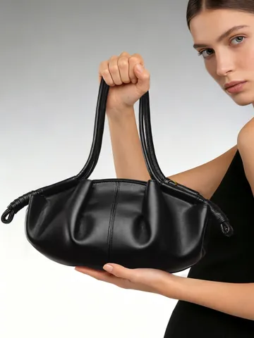 Sac à Épaule Cloud en Cuir PU Plissé pour Femme avec Poignée Nouée Grande Capacité Sac à Main Cabas pour Navettage