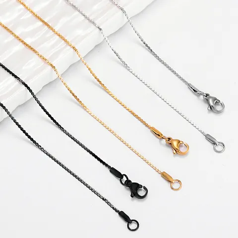 Collier Chaîne En Acier Inoxydable Mince Maillon S Vague Ras Du Cou Clavicule Minimaliste Bricolage Bijoux Unisexe
