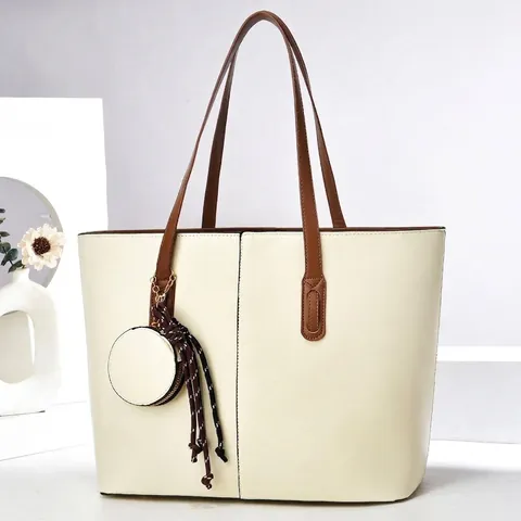 Women Faux Leather Tote Bag And Coin Purse Large Capacity Shoulder Bag Tassel Retro Daily Commute Handbag For Ladies