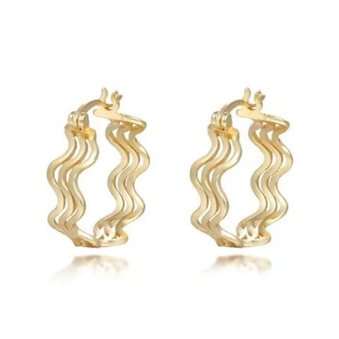 925 Sterling Silver Wave Twist Hoop Earrings For Women Minimalist INS Style Geometric 18K Gold Plated Rhodium Silver Jewelry