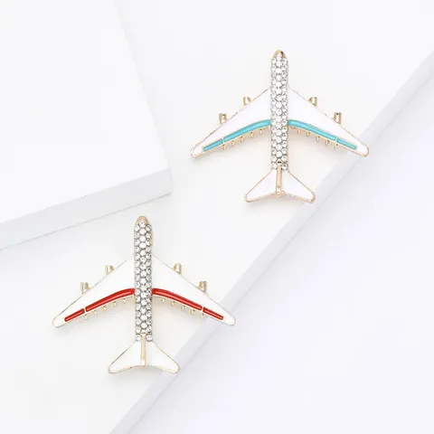 Flugzeug Form Legierung Strass Brosche Pin Für Damen Herren Mode Anzug Mantel Dekoration Kreative Luftfahrt Pin Schmuck
