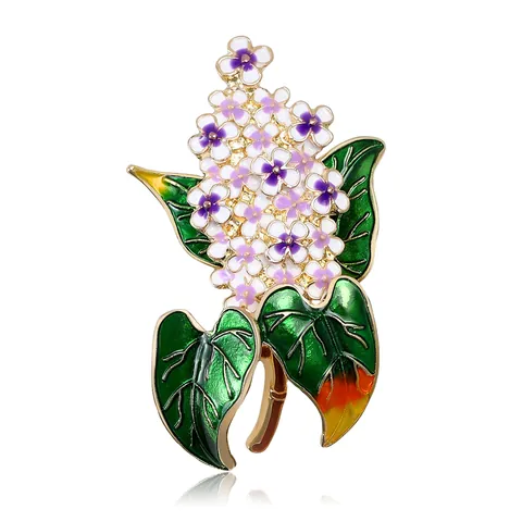 Vintage Legierung Emaille Flieder Brosche Damen Elegante Pflanze Botanisch Floral Anstecknadel Kleidung Schmuck Zubehör