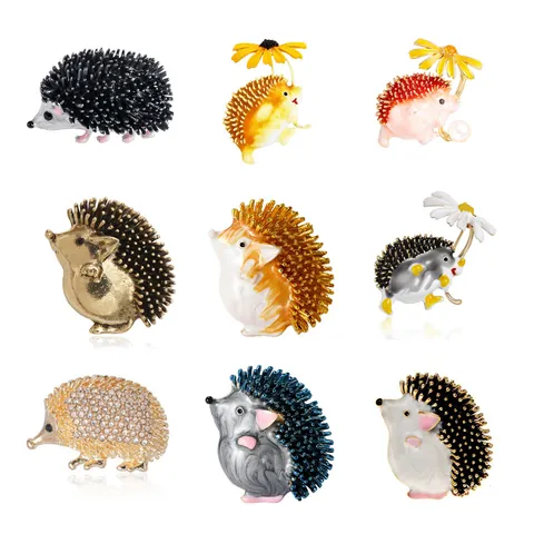Creativa Spilla a Forma di Riccio in Smalto Moda Lega Strass Spilla Animale per Donna Spilla Fissa Anti-esposizione Gioielli Regalo Accessorio