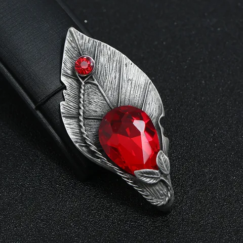 Vintage Etnische Brosje Speld Legering Antiek Tin Zilver Finish Strass Kunstparel Blad Bloem Vorm Voor Mannen Vrouwen Sieraden