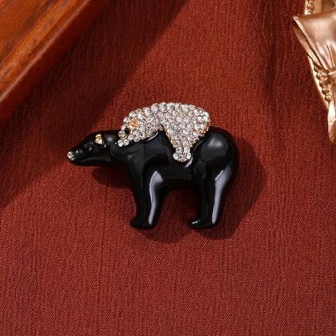 Europäische Personalisierte Emaille Tropföl Bär Brosche Mit Strass Tier Form Kleidung Anzug Reversnadel Für Damen Schmuck