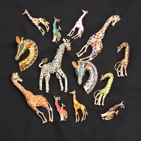 Spilla di Moda Giraffa in Lega Smalto Strass Animale Spilla da Bavero per Uomo Donna Gioielli Vintage Regalo Accessori