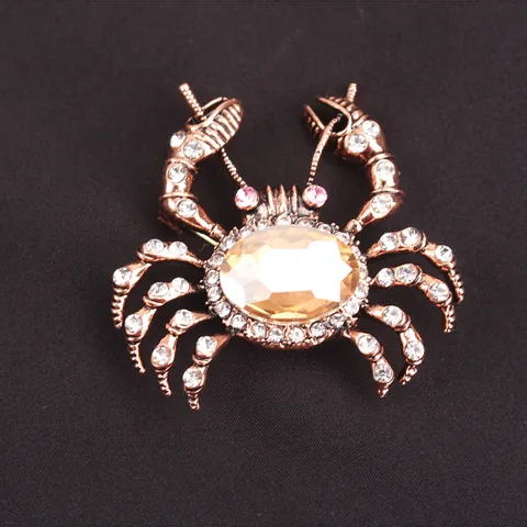 Ocean Life Crab Brooch Rhinestone Enamel Alloy Marine Animal Breastpin For Women Men European Fashion Clothing Jewelry