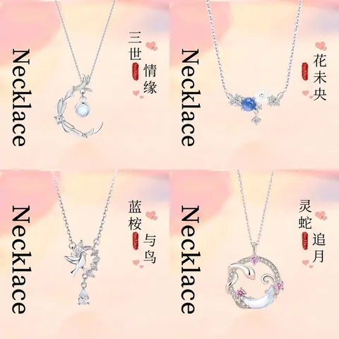 Legering Strass Synthetische Maansteen Hanger Ketting Elegant Eenvoudig Niche Ontwerp Sleutelbeen Ketting Vrouwen Verjaardag Sieraden