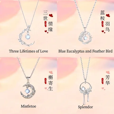 Women Elegant Alloy Artificial Moonstone Pendant Necklace Rhinestone Inlaid Moon Ginkgo Leaf Tassel Clavicle Chain Jewelry