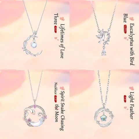 Alloy Rhinestone Synthetic Moonstone Pendant Necklace Elegant Simple Niche Design Clavicle Chain For Women Birthday Gift Jewelry
