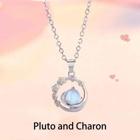 Niche Design Pluto Planeet Ketting Voor Vrouwen Zinklegering Strass Kunstparel Walvis Koi Sterren Maan Sieraden