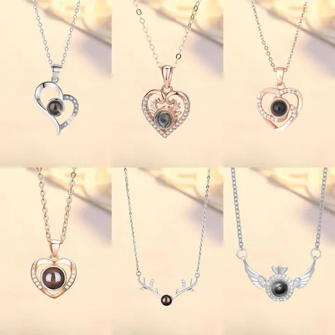 100 Talen Ik Hou Van Je Projectie Hart Hanger Halsketting Zinklegering Strass Sleutelbeen Ketting Valentijnsdag Sieraden Cadeau Vrouwen