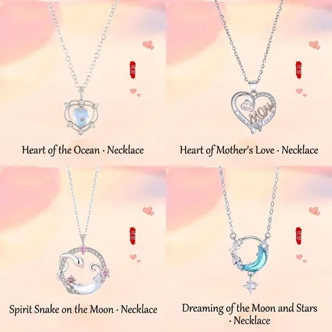 Zinklegering Hart Maan Slang Hanger Halsketting Strass Ingelegd Koreaanse Mode Ins Stijl Niche Ontwerp Sleutelbeen Ketting Sieraden Voor Dames