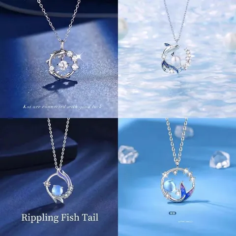 Mode Oceaan Hanger Halsketting Voor Vrouwen Zeemeermin Staart Walvis Staart Koi Vis Ketting Kunstparel Strass Sieraden