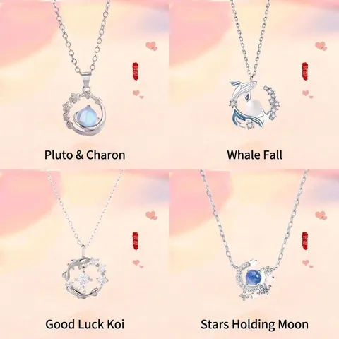 Niche Design Pluto Planeet Ketting Voor Vrouwen Zinklegering Strass Kunstparel Walvis Koi Sterren Maan Sieraden