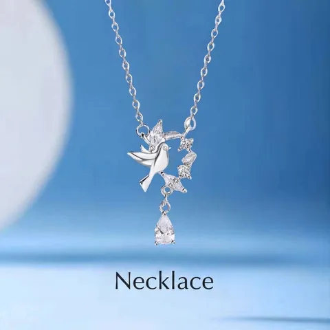 Snake Moon Bird Bamboo Pendant Necklace For Women Alloy Rhinestone Artificial Pearl Clavicle Chain Jewelry Graduation Gift