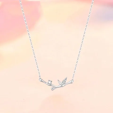 Fashion Alloy Rhinestone Bamboo Moon Star Pendant Necklace Set For Women Elegant Artificial Pearl Jewelry Clavicle Chain Accessories