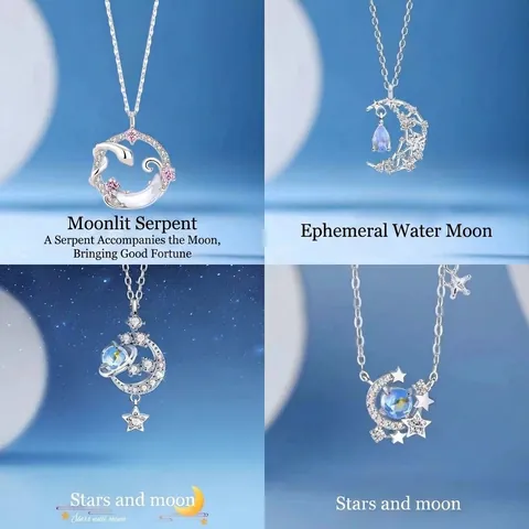 Original Design Snake Moon Necklace for Women 2025 Zodiac Snake Pendant Alloy Rhinestone Galaxy Jewelry Valentine's Gift