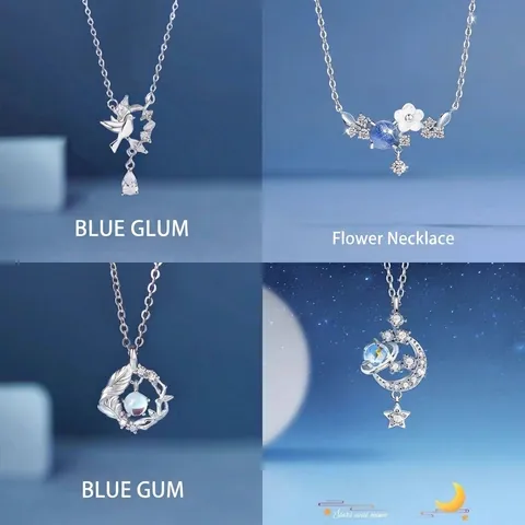 Light Luxury Alloy Rhinestone Pendant Necklace For Women Bird Flower Star Moon Planet Clavicle Chain Graduation Season Gift