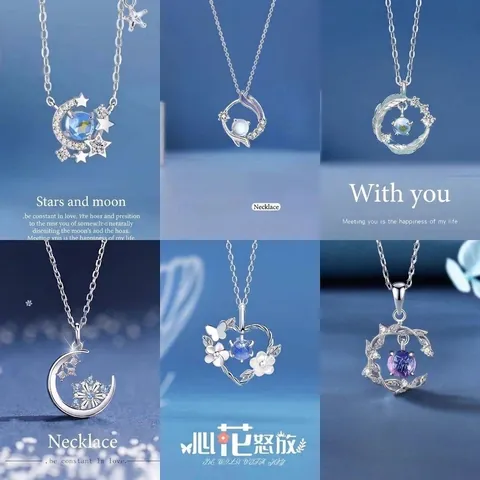 Dromerige Ster Maan Hanger Ketting Voor Vrouwen Legering Strass Ins Stijl Hart Veer Fee Beste Vriendin Sieraden