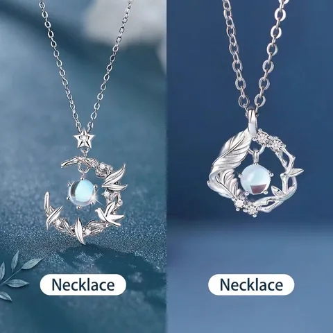 Collar de Pendiente de Aleación con Diamantes de Imitación Estilo Chino para Mujer Choker Eucalipto Azul Pájaro Estrella Luna Joyería