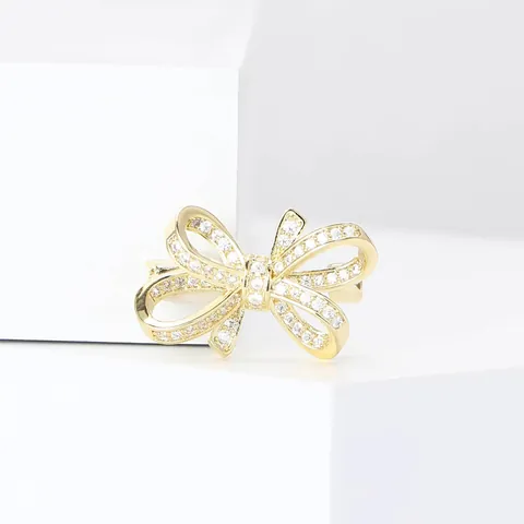 Mode Kupfer Strass Schleife Brosche Für Damen Luxus Mikro-Eingelegt Kleid Schal Pin Dekorativer Party Schmuck Geschenk